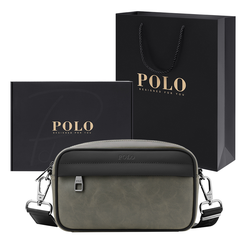 Синтетическая кожаная сумка через плечо среднего размера мужская серо-зеленая и черная POLO, серо-зеленая и черная (подарочный набор) 
Синтетическая кожаная сумка через плечо среднего размера мужская серо-зеленая и черная POLO, серо-зеленая и черная (подарочный набор)