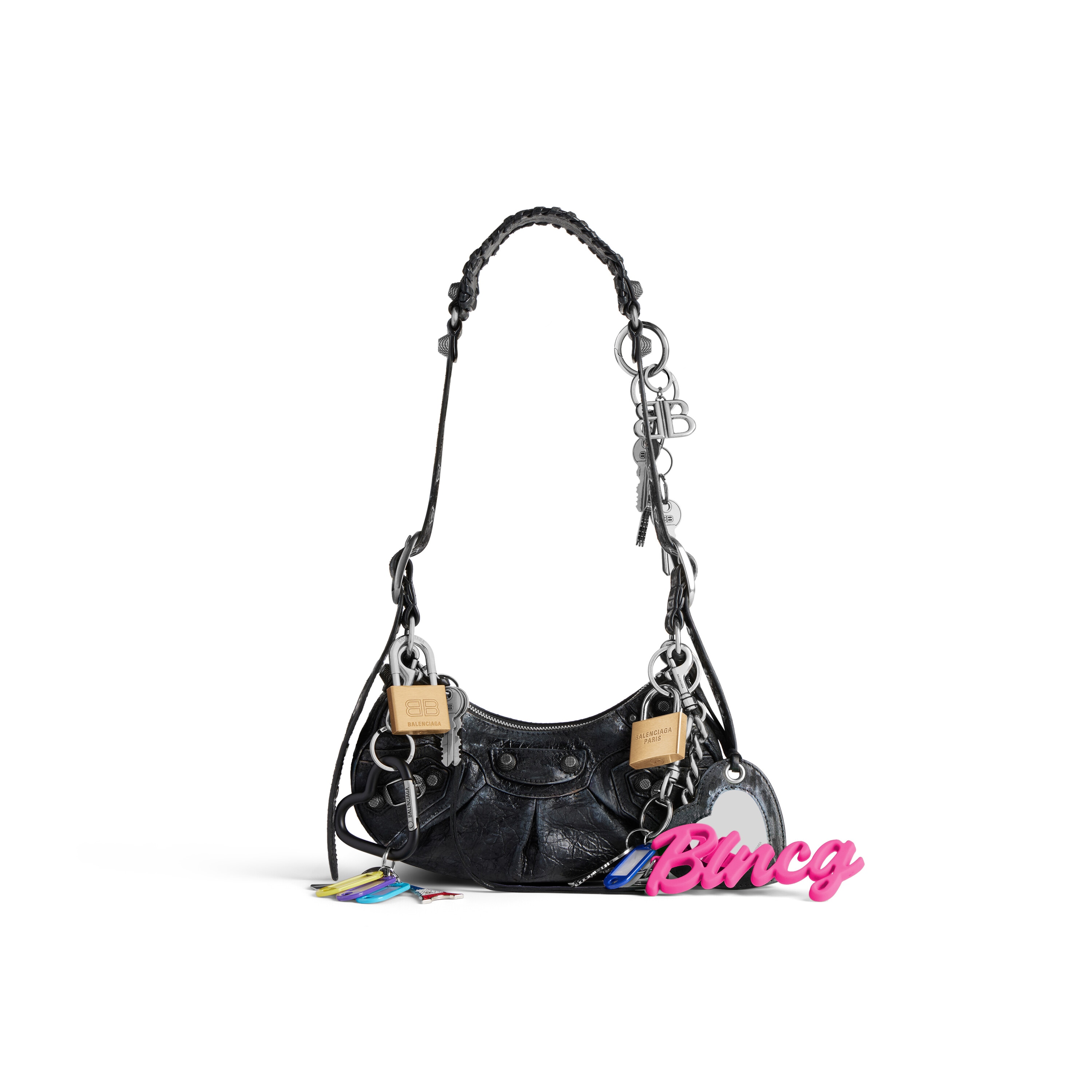 Сумка через плечо Le Cagole XS с эффектом поношенности и подвесками BALENCIAGA, черный
Сумка через плечо Le Cagole XS с эффектом поношенности и подвесками BALENCIAGA, черный