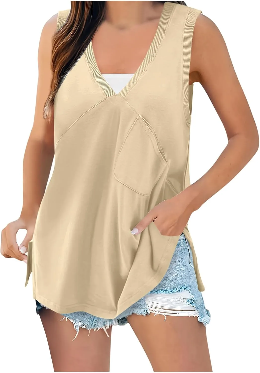 Топ-блузка для женщин 2026 лето без рукавов V-образный вырез свободный крой Floleo
Топ-блузка для женщин 2026 лето без рукавов V-образный вырез свободный крой Floleo
