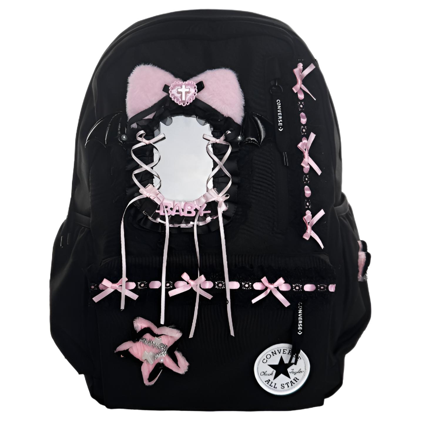 Converse Полиэстеровый рюкзак средний унисекс черный розовый, Black 
Converse Полиэстеровый рюкзак средний унисекс черный розовый, Black