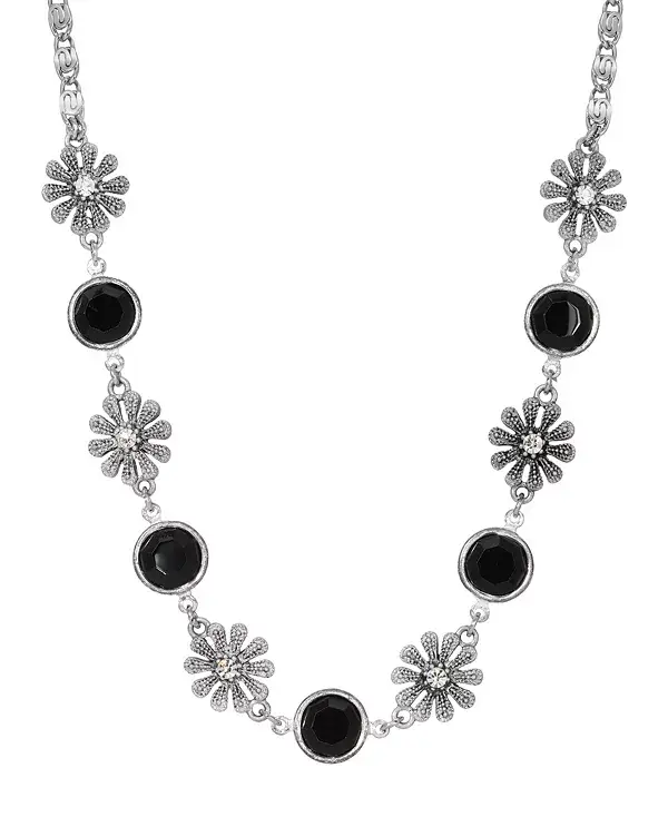 Ожерелье-Воротник с цветком из черного кристалла 2028, black
Ожерелье-Воротник с цветком из черного кристалла 2028, black