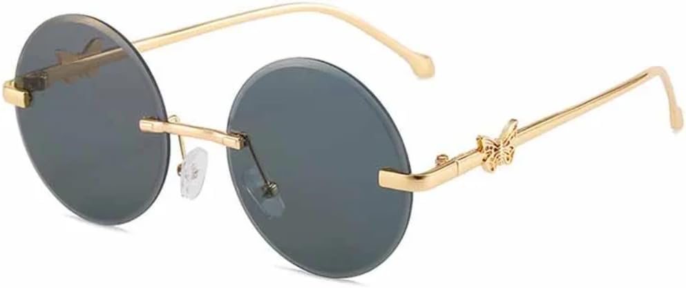 Модные большие круглые солнцезащитные очки без оправы для женщин, роскошные очки с декором в виде бабочек, металлические дужки, мужские дорожные очки UV400 TVTBBVV, Gold Gray
Модные большие круглые солнцезащитные очки без оправы для женщин, роскошные очки с декором в виде бабочек, металлические дужки, мужские дорожные очки UV400 TVTBBVV, Gold Gray
