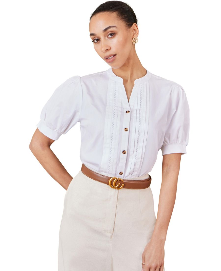 Женская хлопковая плиссированная рубашка с коротким рукавом Yumi, White
Женская хлопковая плиссированная рубашка с коротким рукавом Yumi, White