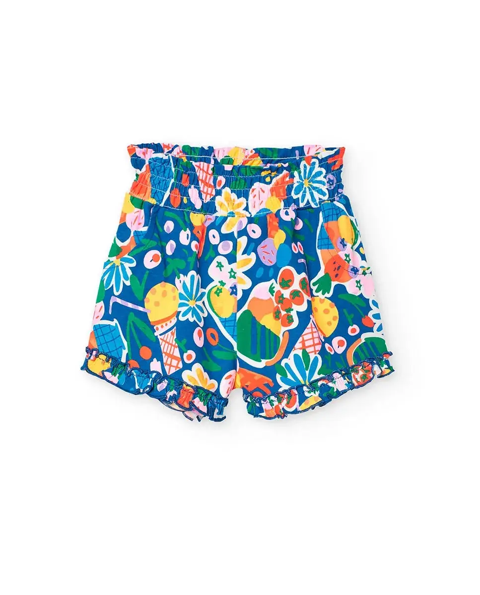 Шорты-бермуды для девочек с принтом и эластичным поясом Boboli, синий
Шорты-бермуды для девочек с принтом и эластичным поясом Boboli, синий
