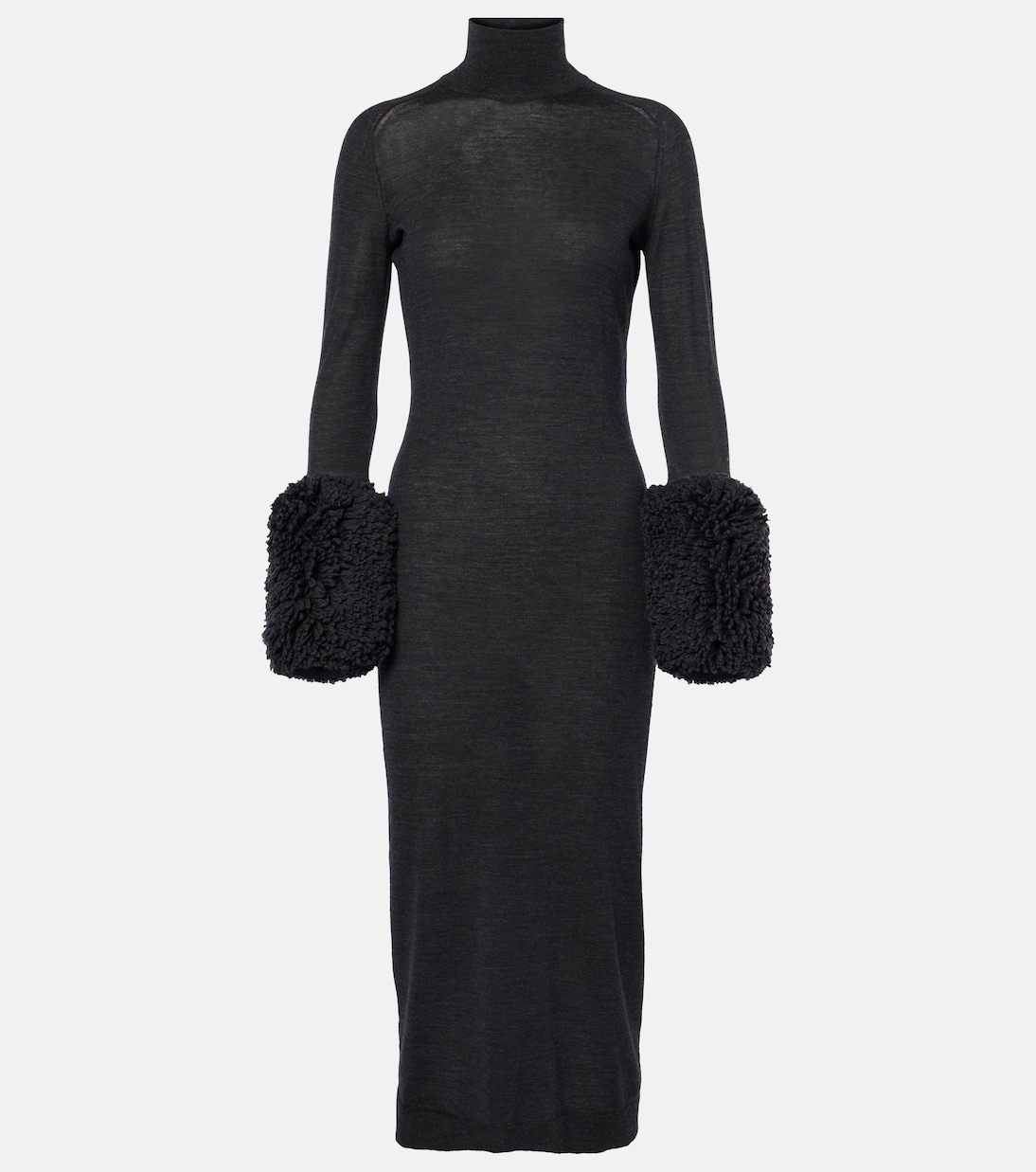 Платье миди из натуральной шерсти с отделкой из искусственной овчины Alaïa, Ebene
Платье миди из натуральной шерсти с отделкой из искусственной овчины Alaïa, Ebene