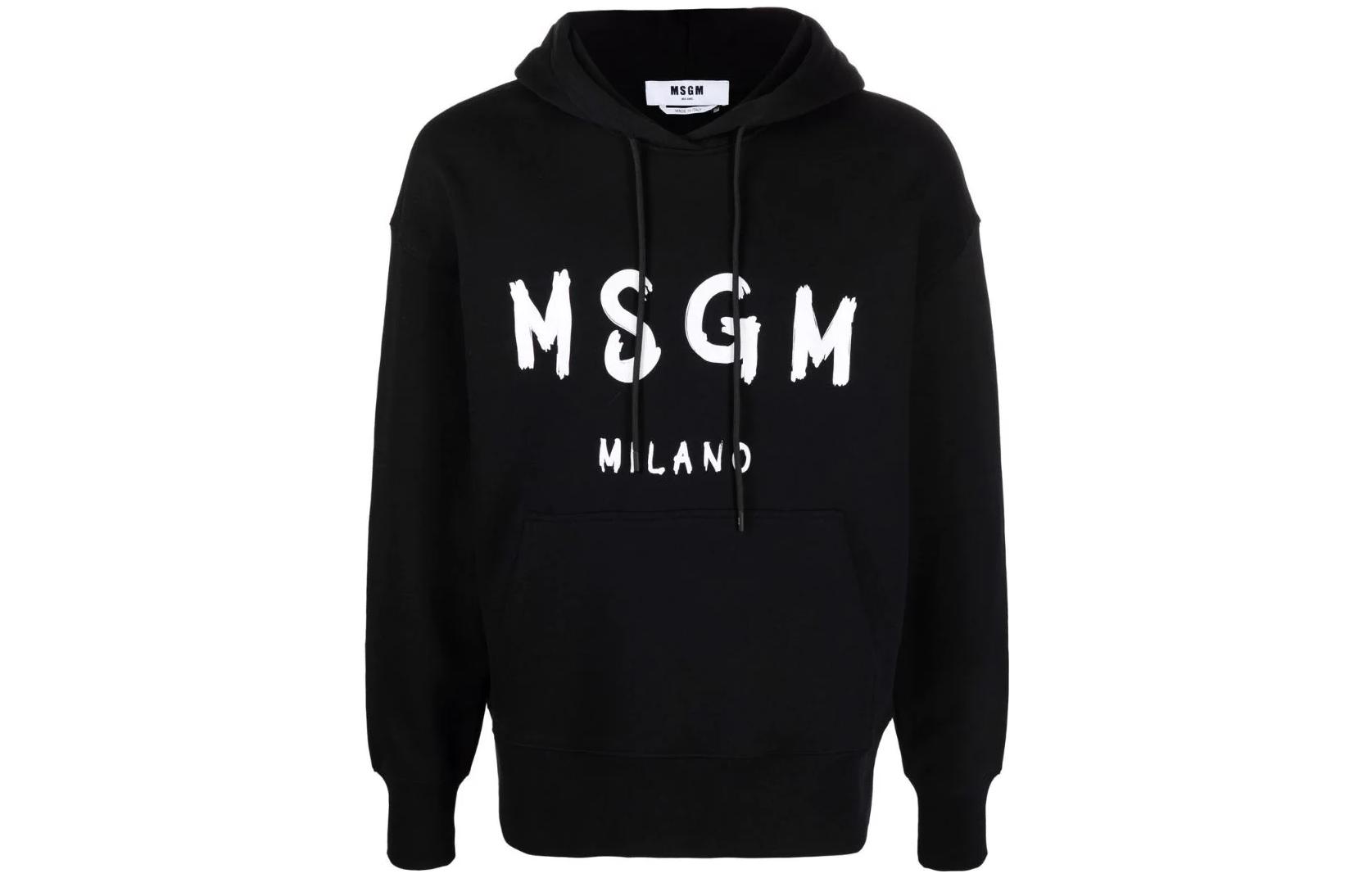 Худи с принтом логотипа на шнурке MSGM, черный
Худи с принтом логотипа на шнурке MSGM, черный