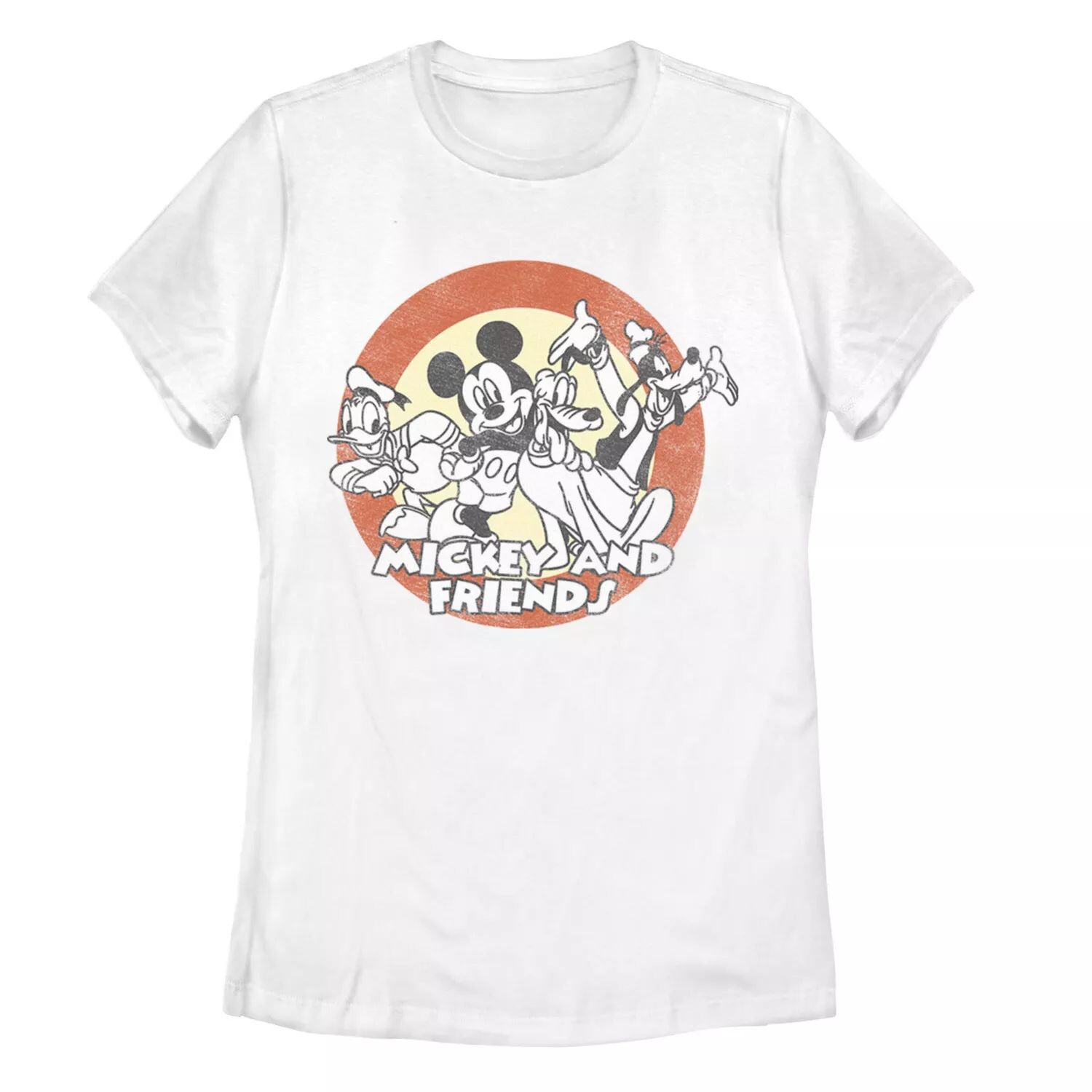 Круглая футболка в стиле ретро для юниоров Disney's «Микки Маус и друзья», групповая фотография Licensed Character