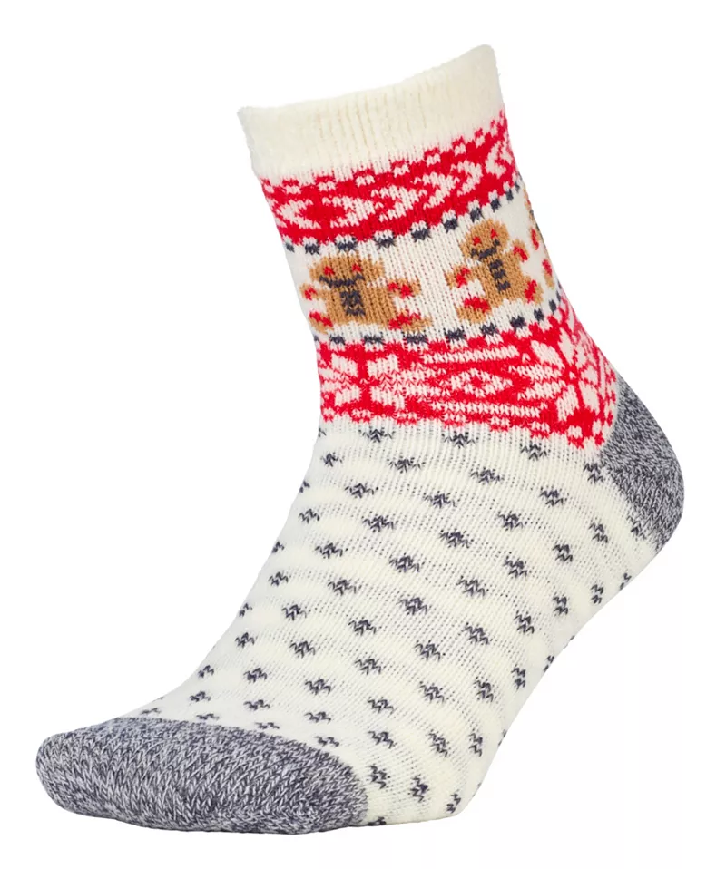 Женские носки в полоску Northeast Outfitters Cosy Cabin в скандинавском стиле с изображением значка, цвет Red Gingerbread 
Женские носки в полоску Northeast Outfitters Cosy Cabin в скандинавском стиле с изображением значка, цвет Red Gingerbread