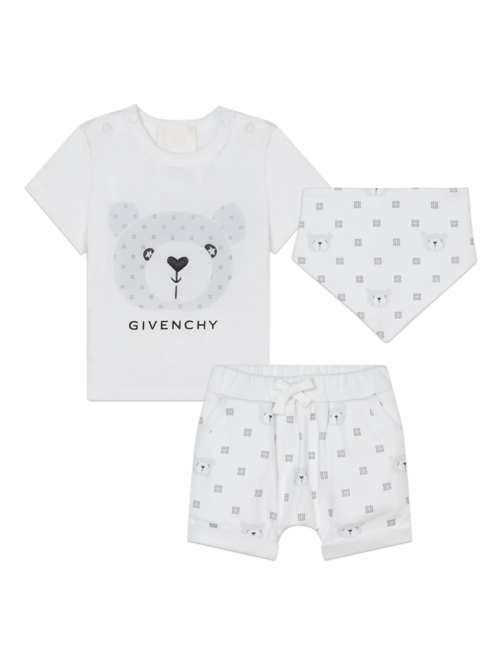 Комплект из трех предеметов с логотипом 4G Givenchy Kids, белый
Комплект из трех предеметов с логотипом 4G Givenchy Kids, белый