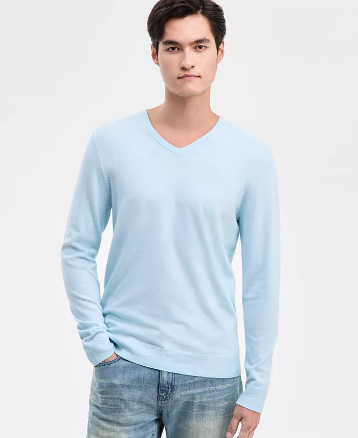 Мужской однотонный хлопковый свитер с V-образным вырезом, созданный для Macy's Alfani, синий
Мужской однотонный хлопковый свитер с V-образным вырезом, созданный для Macy's Alfani, синий