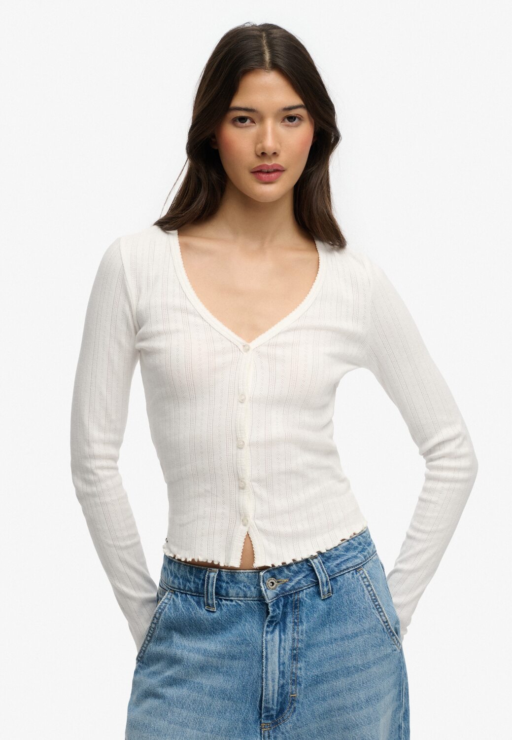 Superdry & Co Кардиган 'Athletic Essential Pointelle' из шерсти, белый
Superdry & Co Кардиган 'Athletic Essential Pointelle' из шерсти, белый