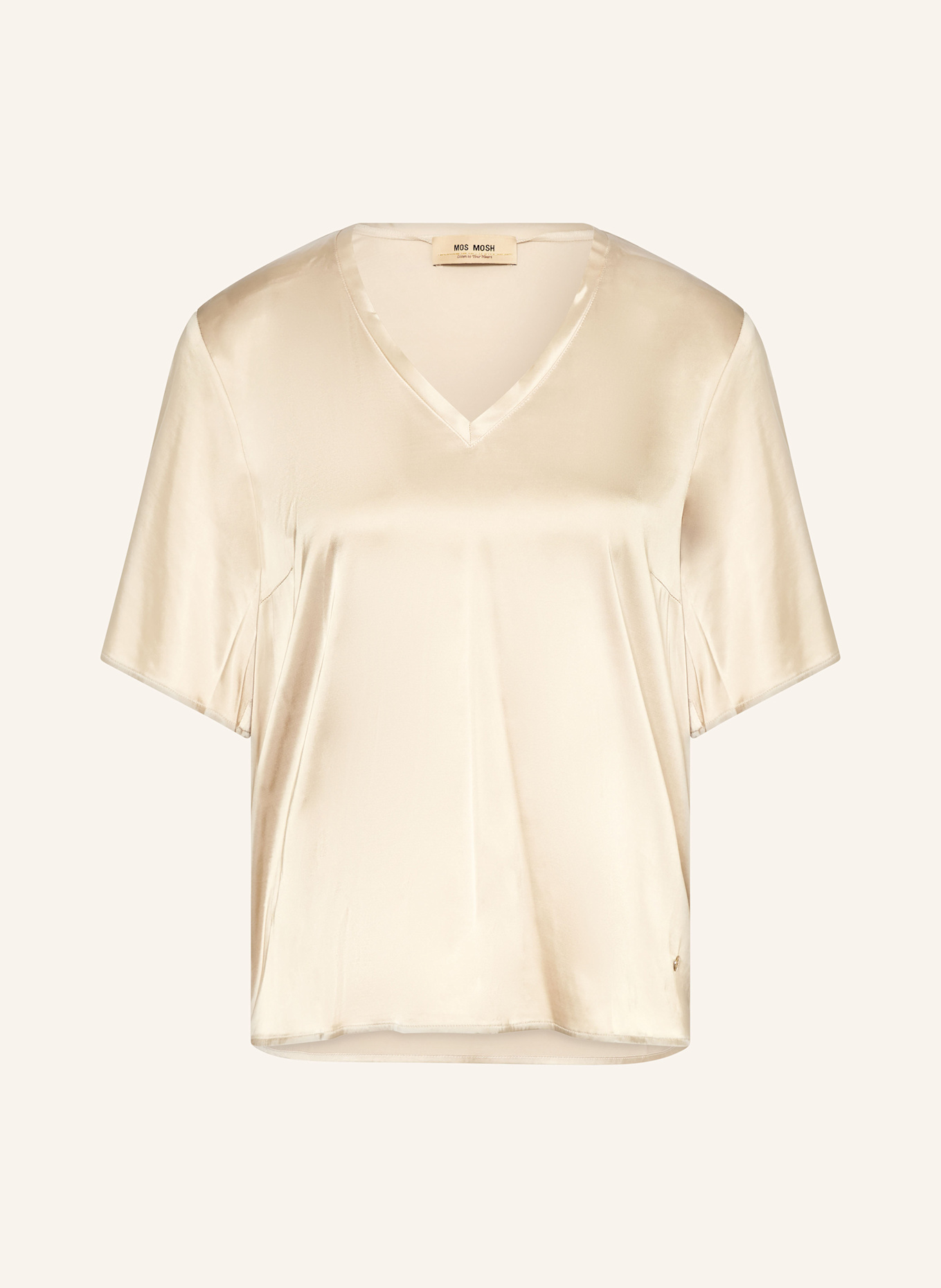 Атласная блузка рубашка mmevie Mos Mosh, бежевый 
Атласная блузка рубашка mmevie Mos Mosh, бежевый