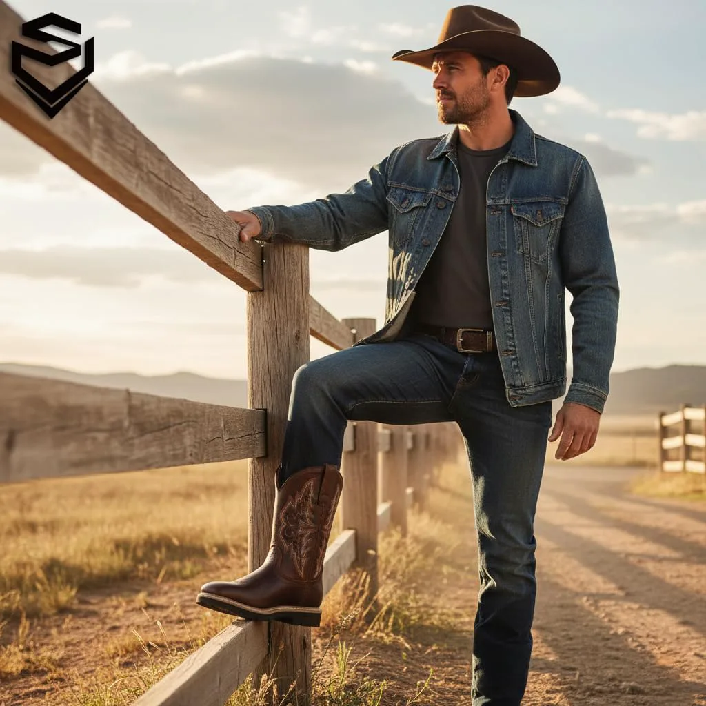 Мужские вестерн-сапоги SUREWAY с мягким носком, водонепроницаемые рабочие ботинки с квадратным носком для мужчин, удобные и прочные, стойкие к маслу и скольжению, из более толстой кожи, с резиновой подошвой, рабочие ботинки с вышивкой, коричневы...
Мужские вестерн-сапоги SUREWAY с мягким носком, водонепроницаемые рабочие ботинки с квадратным носком для мужчин, удобные и прочные, стойкие к маслу и скольжению, из более толстой кожи, с резиновой подошвой, рабочие ботинки с вышивкой, коричневы...