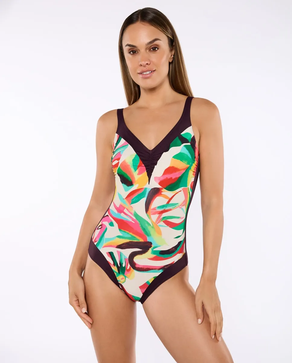 Женский утягивающий купальник KIBA на косточках с V-образным вырезом и чашкой C, регулируемыми бретелями Red Point, мультиколор