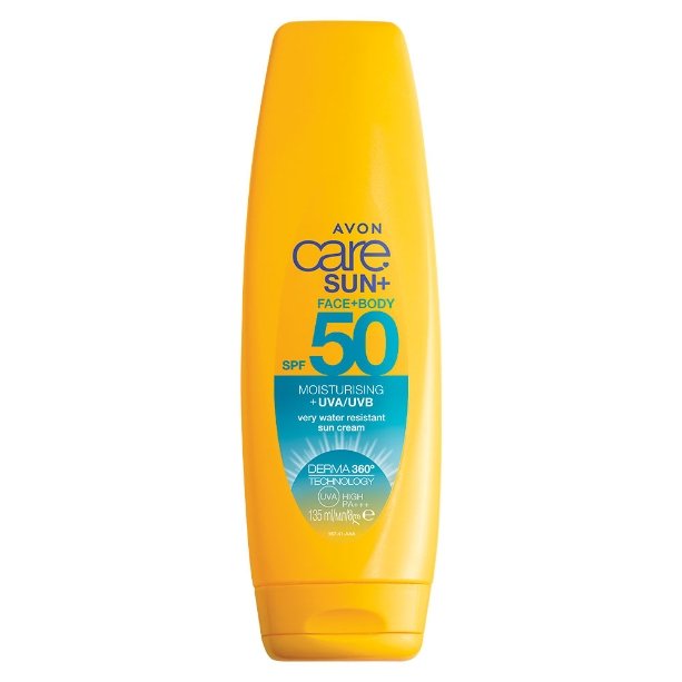 Водостойкий увлажняющий и защитный солнцезащитный крем Avon Care Sun +50SPF
Водостойкий увлажняющий и защитный солнцезащитный крем Avon Care Sun +50SPF