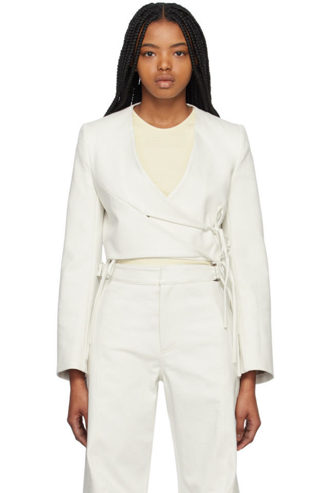 Облегающий расклешенный джинсовый блейзер Yuzefi, цвет off-white
Облегающий расклешенный джинсовый блейзер Yuzefi, цвет off-white