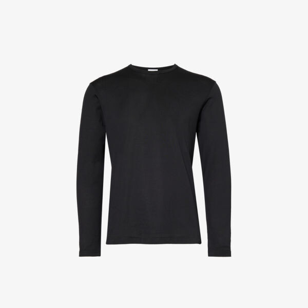 Футболка Sun из хлопкового джерси с круглым вырезом и длинными рукавами Sunspel, черный 
Футболка Sun из хлопкового джерси с круглым вырезом и длинными рукавами Sunspel, черный