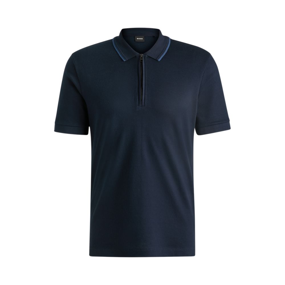 Рубашка-поло из структурированного хлопка с застежкой-молнией BOSS, темно-синий
Рубашка-поло из структурированного хлопка с застежкой-молнией BOSS, темно-синий