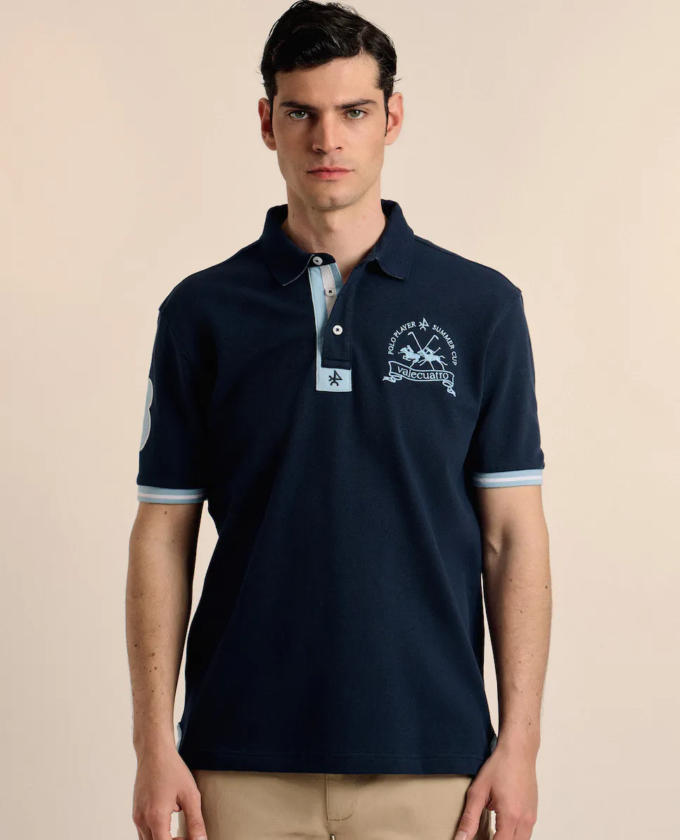 Классическая мужская поло из пике с коротким рукавом Valecuatro, темно-синий
Классическая мужская поло из пике с коротким рукавом Valecuatro, темно-синий