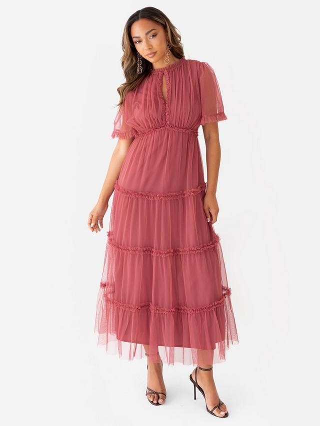 Платье миди с флаттер-рукавами и вырезом-ключкой из тюля Anaya With Love, Garnet Rose
Платье миди с флаттер-рукавами и вырезом-ключкой из тюля Anaya With Love, Garnet Rose