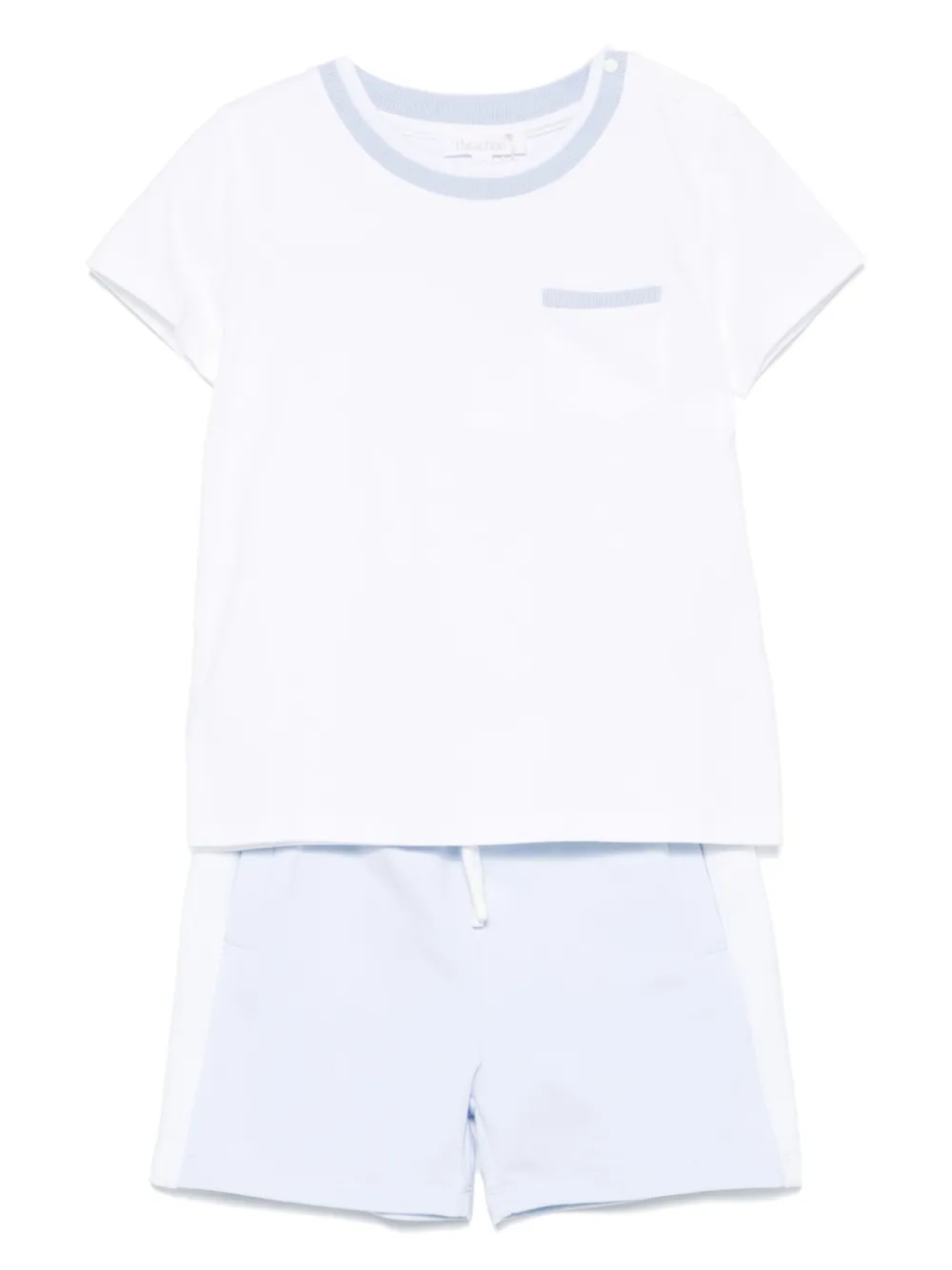 Комплект из топа и шортов в стиле колор-блок Patachou, синий
Комплект из топа и шортов в стиле колор-блок Patachou, синий