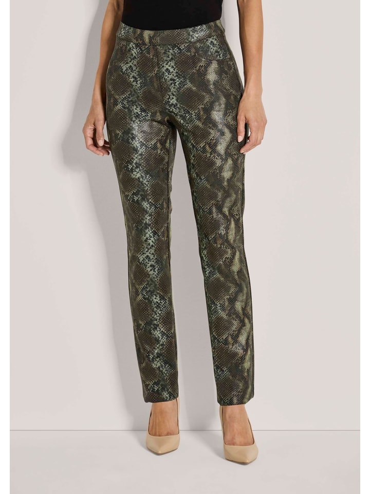 MADELEINE Прямые трикотажные брюки цвета хаки с животным принтом
MADELEINE Прямые трикотажные брюки цвета хаки с животным принтом