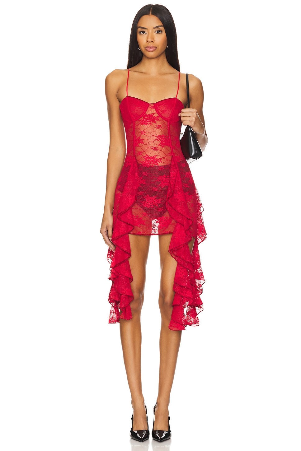 Мягкое кружевное мини-платье с воланами Oseree, красный
Мягкое кружевное мини-платье с воланами Oseree, красный