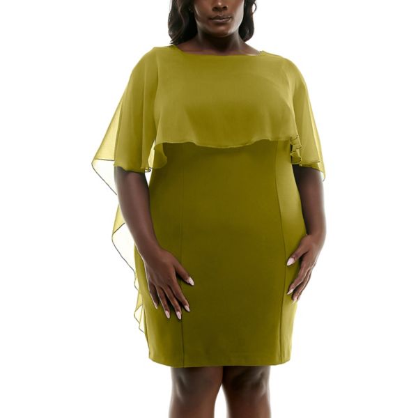 Платье-футляр большого размера из шифона с эффектом помпона Nina Leonard, цвет emerald
Платье-футляр большого размера из шифона с эффектом помпона Nina Leonard, цвет emerald