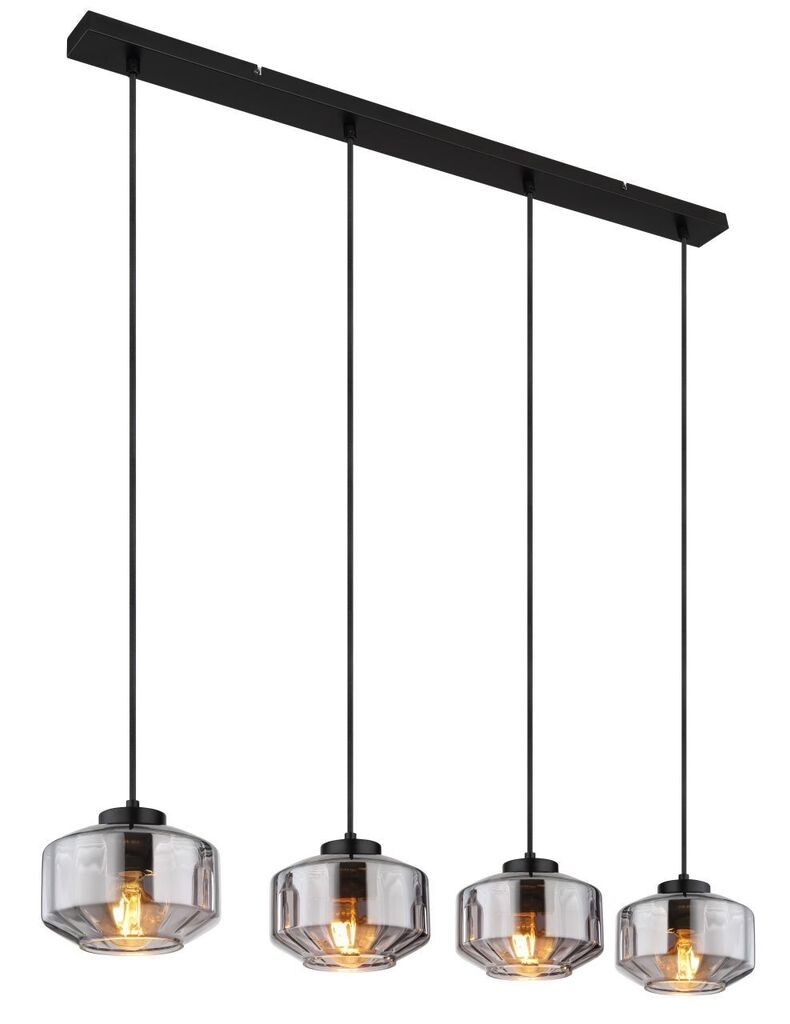 Подвесной светильник Globo Lighting металлический черный матовый, дымчатое стекло, черный текстильный кабель, ДxШxВ: 960x180x1200 мм, без 4x E27 40Вт 230В.
Подвесной светильник Globo Lighting металлический черный матовый, дымчатое стекло, черный текстильный кабель, ДxШxВ: 960x180x1200 мм, без 4x E27 40Вт 230В.