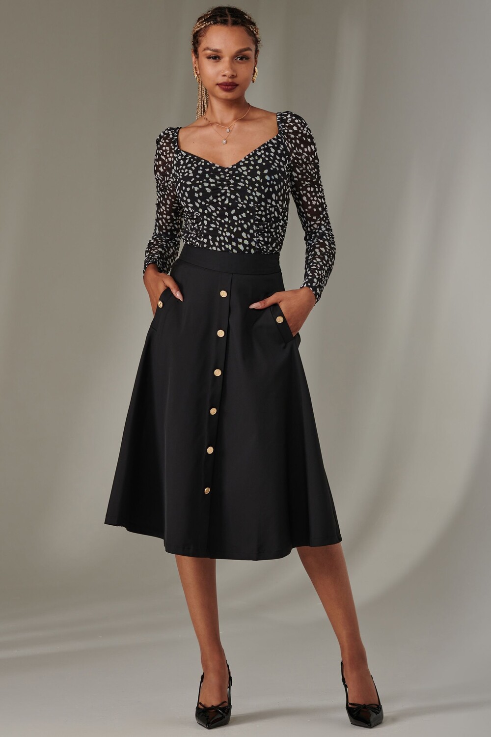 Юбка миди на пуговицах Jolie Moi, черный
Юбка миди на пуговицах Jolie Moi, черный