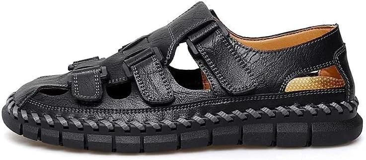 Мужские кожаные сандалии с закрытым носком, мужские походные летние тапочки, повседневная обувь DMGYCK, черный
Мужские кожаные сандалии с закрытым носком, мужские походные летние тапочки, повседневная обувь DMGYCK, черный
