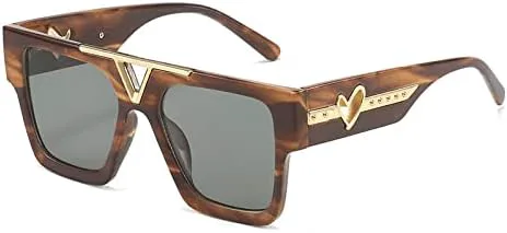 Модные квадратные солнцезащитные очки с плоской верхней частью и металлическим сердечком. Трендовые модели с защитой от УФ-излучения UV400 MTZJH, Brown Stripe Grey
Модные квадратные солнцезащитные очки с плоской верхней частью и металлическим сердечком. Трендовые модели с защитой от УФ-излучения UV400 MTZJH, Brown Stripe Grey