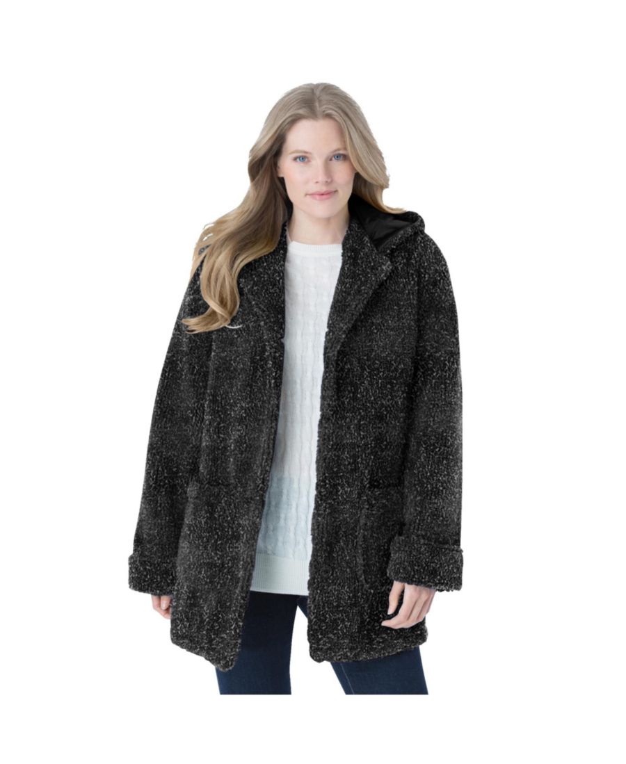 Короткая флисовая куртка-бербер с капюшоном, больших размеров Woman Within, Black
Короткая флисовая куртка-бербер с капюшоном, больших размеров Woman Within, Black