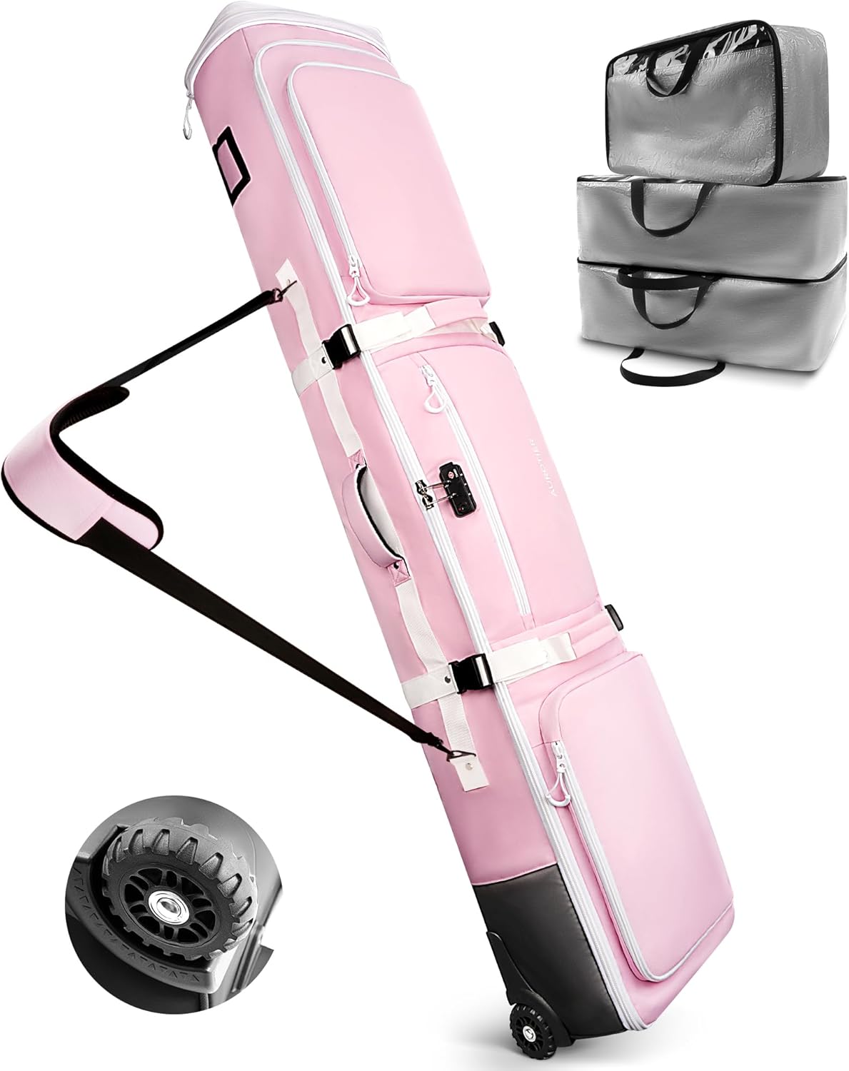 Сумка для лыж и сноуборда толщиной 10 мм с колесами и кодовым замком TSA для авиаперелетов, 3 сумки из термополиуретана на молнии, гибкие возможности для хранения сноубордов, шлемов, курток и ботинок для сноуборда, водонепроницаемая AUROTIER, Pi..., Красн
Сумка для лыж и сноуборда толщиной 10 мм с колесами и кодовым замком TSA для авиаперелетов, 3 сумки из термополиуретана на молнии, гибкие возможности для хранения сноубордов, шлемов, курток и ботинок для сноуборда, водонепроницаемая AUROTIER, Pi..., Красн