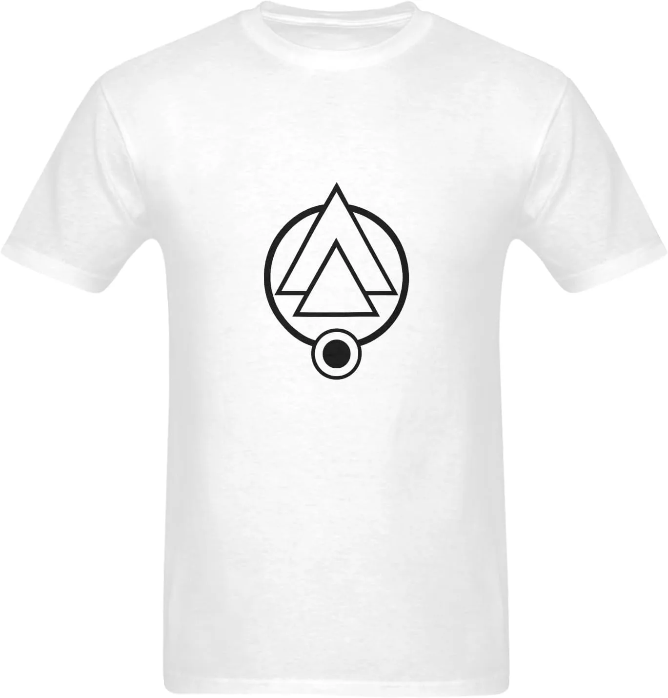 Футболка с геометрическим принтом треугольников и кругов
Футболка с геометрическим принтом треугольников и кругов