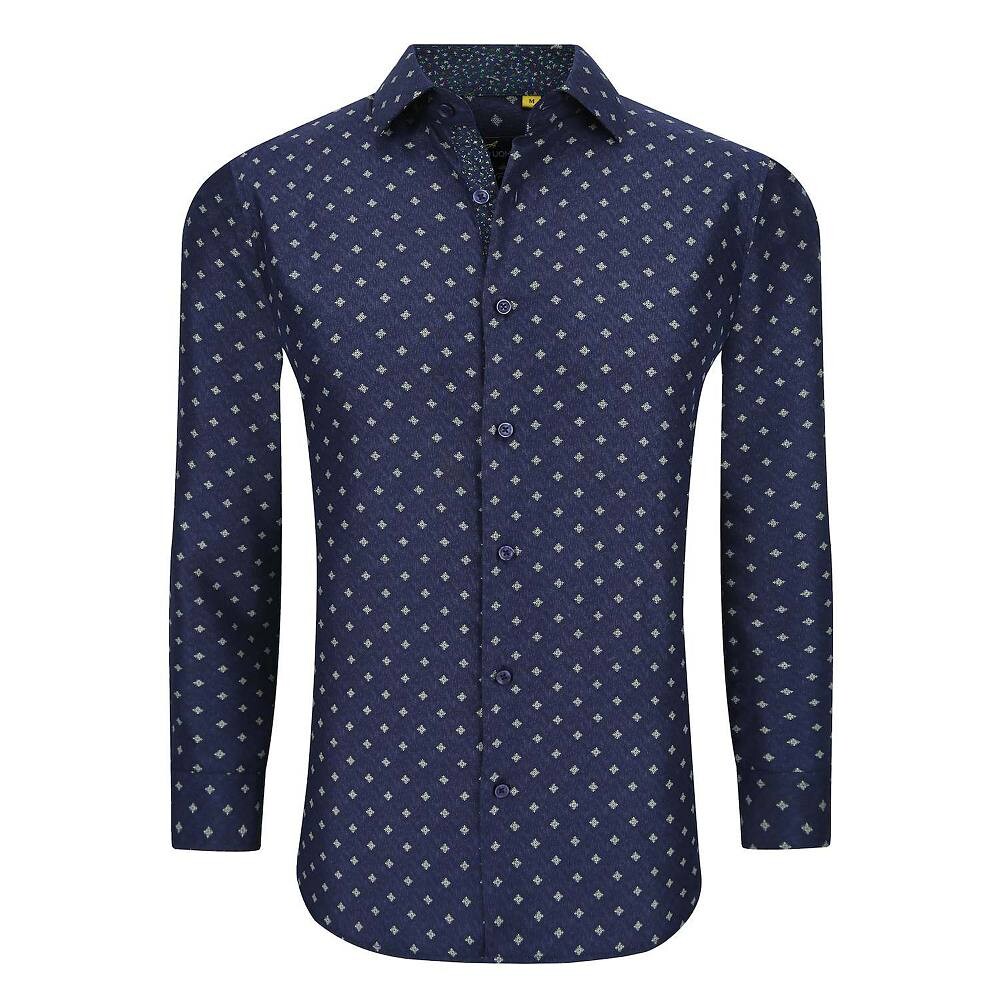 Azaro Uomo Для мужчин приталенный крой, эластичный в четырех направлениях, с длинными рукавами и геометрическим рисунком, на пуговицах, цвет Navy Blue
Azaro Uomo Для мужчин приталенный крой, эластичный в четырех направлениях, с длинными рукавами и геометрическим рисунком, на пуговицах, цвет Navy Blue