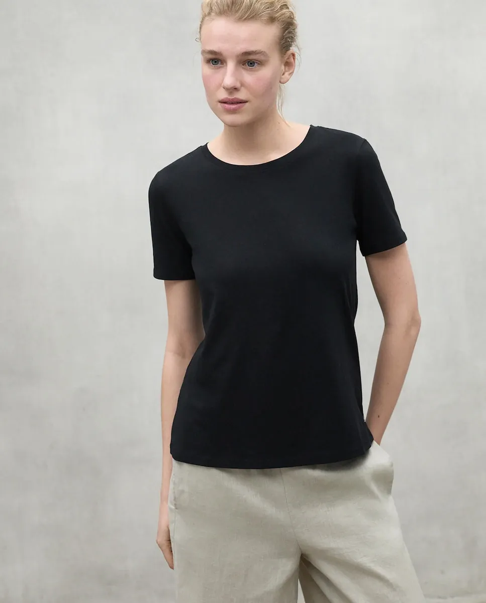 Женская однотонная футболка с короткими рукавами и круглым вырезом Ecoalf, черный 
Женская однотонная футболка с короткими рукавами и круглым вырезом Ecoalf, черный