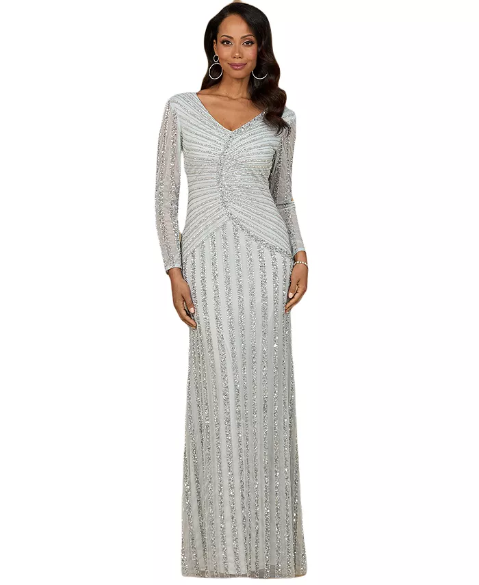 Женское платье с длинными рукавами, расшитое бисером Lara, серебряный
Женское платье с длинными рукавами, расшитое бисером Lara, серебряный