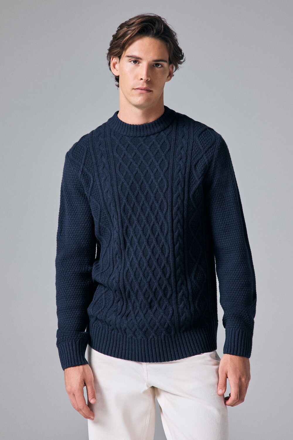 Джемпер круглой вязки с косами, с добавлением шерсти Next, синий
Джемпер круглой вязки с косами, с добавлением шерсти Next, синий