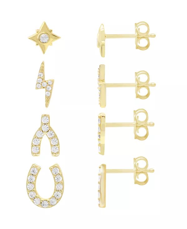 Комплект из 4 серег-гвоздиков с полированными и кубическими цирконами, разноцветный, позолоченный And Now This, gold-tone
Комплект из 4 серег-гвоздиков с полированными и кубическими цирконами, разноцветный, позолоченный And Now This, gold-tone