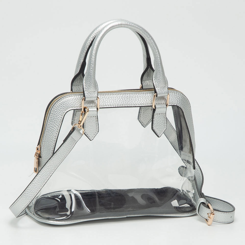 Прозрачная структурированная сумка с ручкой и наплечным ремнем из искусственной кожи FASHNZFAB, серебряный
Прозрачная структурированная сумка с ручкой и наплечным ремнем из искусственной кожи FASHNZFAB, серебряный