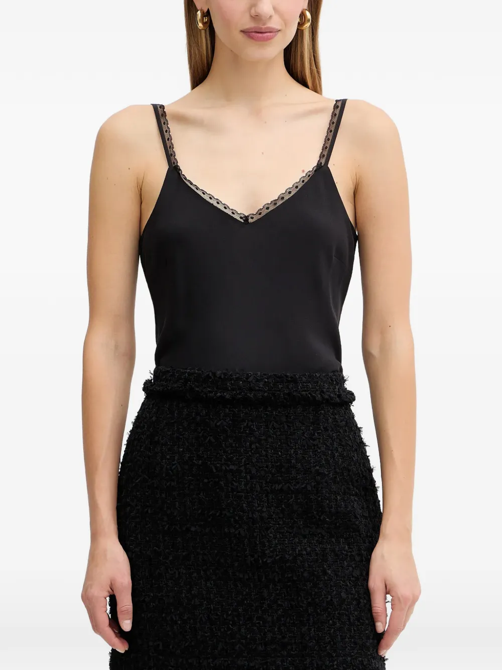 Кружевной топ с V-образным вырезом Twinset, черный
Кружевной топ с V-образным вырезом Twinset, черный