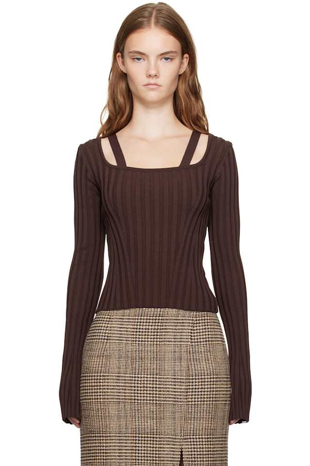 Облегающий свитер с круглым вырезом Recto, коричневый
Облегающий свитер с круглым вырезом Recto, коричневый