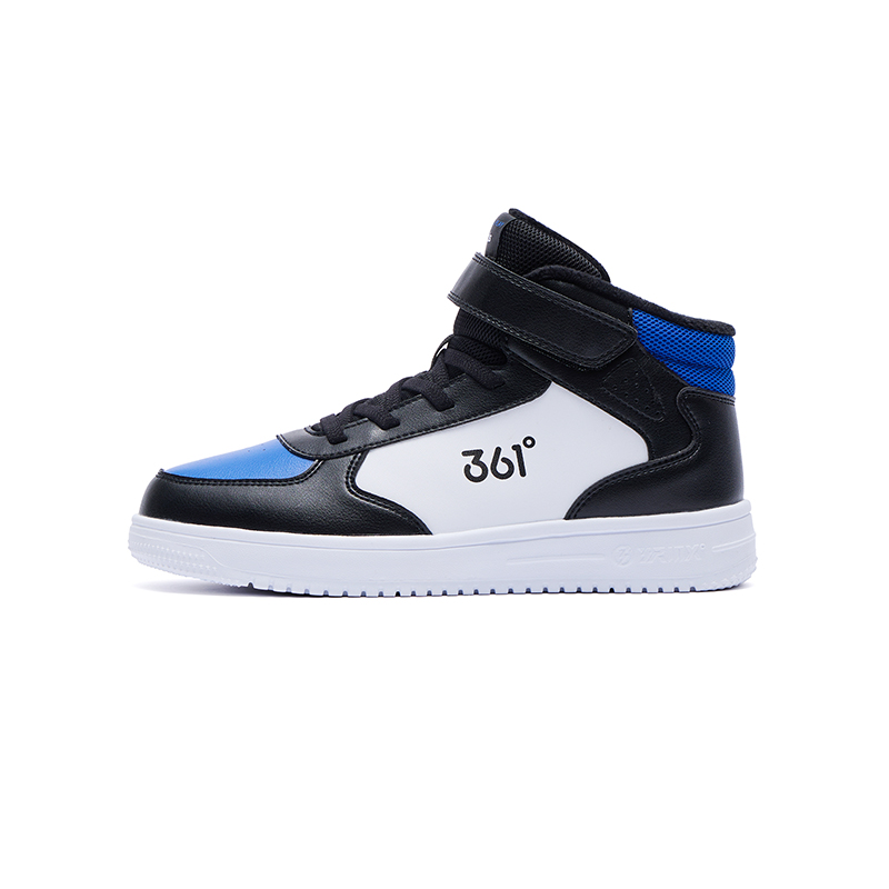361°KIDS Нескользящие и износостойкие теплые высокие детские кроссовки для скейтбординга, цвет карбон-черный с ярко-синим, для подростков 
361°KIDS Нескользящие и износостойкие теплые высокие детские кроссовки для скейтбординга, цвет карбон-черный с ярко-синим, для подростков