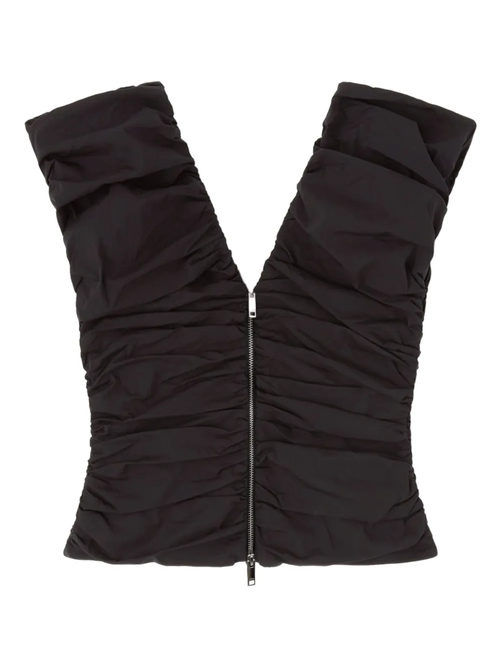 Блузка на молнии со сборками Ganni, черный
Блузка на молнии со сборками Ganni, черный