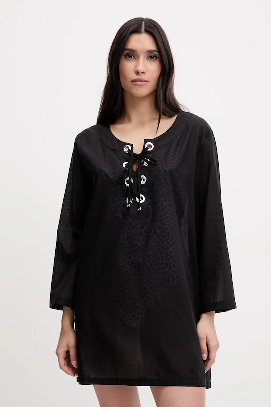 Пляжная хлопковая блузка Michael Michael Kors, черный 
Пляжная хлопковая блузка Michael Michael Kors, черный