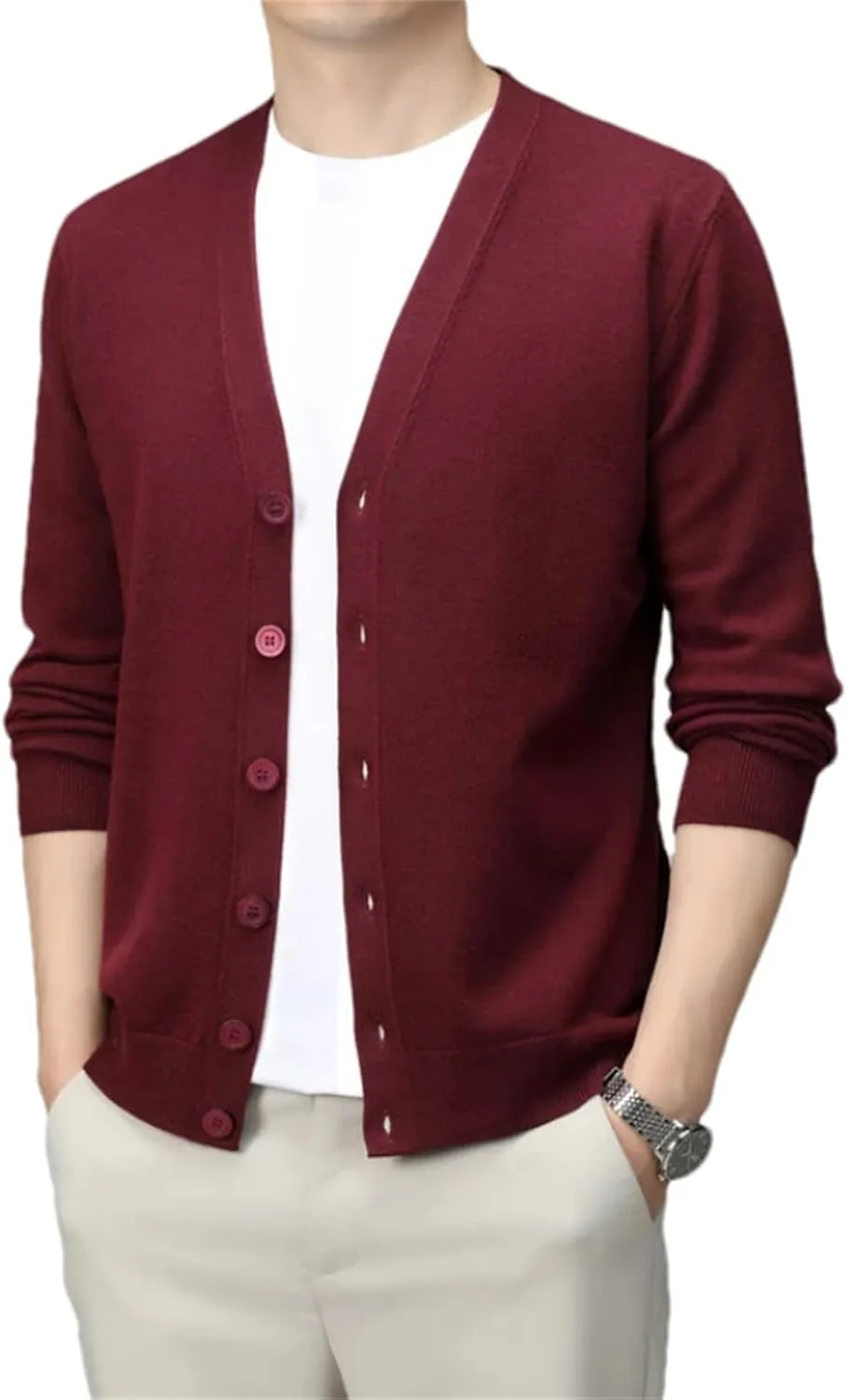 Весенний кардиган V-образного выреза сплошного цвета для мужчин, Stretchable, Warm
Весенний кардиган V-образного выреза сплошного цвета для мужчин, Stretchable, Warm