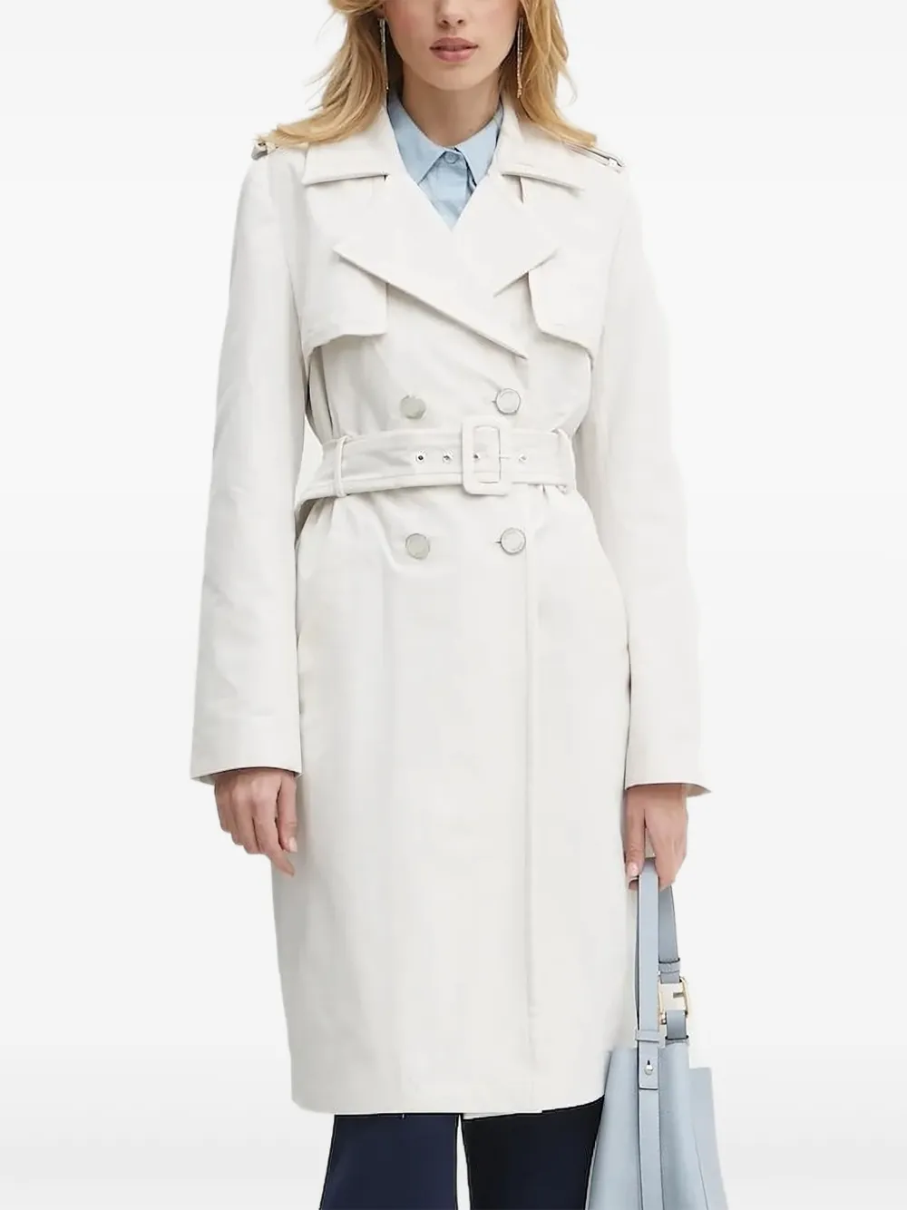 Двубортный тренчкот с поясом GUESS USA, белый
Двубортный тренчкот с поясом GUESS USA, белый