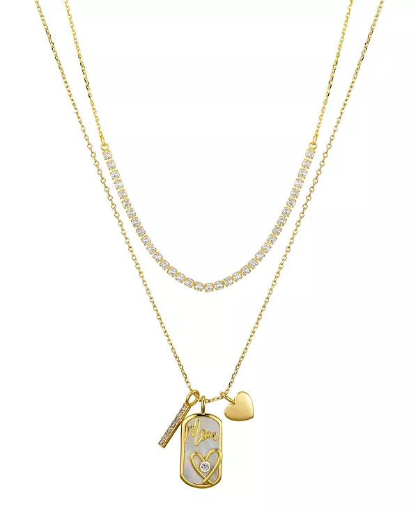 Комплект многослойного ожерелья с подвеской в виде теннисного мяча Mom с кубическим цирконием и перламутром Unwritten, gold
Комплект многослойного ожерелья с подвеской в виде теннисного мяча Mom с кубическим цирконием и перламутром Unwritten, gold