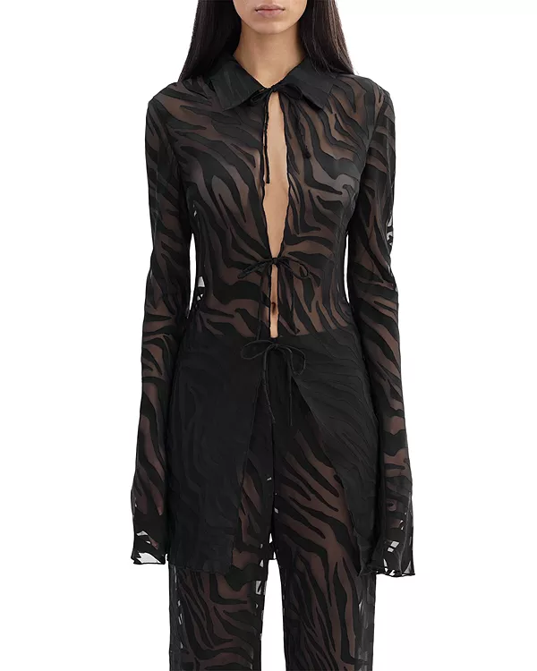 Полупрозрачная рубашка с зебровым принтом Lamarque, черный
Полупрозрачная рубашка с зебровым принтом Lamarque, черный